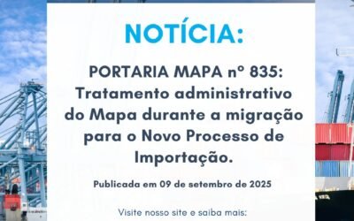 Notícia: Tratamento administrativo do Mapa durante a migração para o Novo Processo de Importação