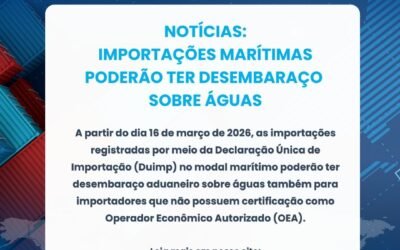 Notícia: Importações marítimas poderão ter desembaraço sobre águas